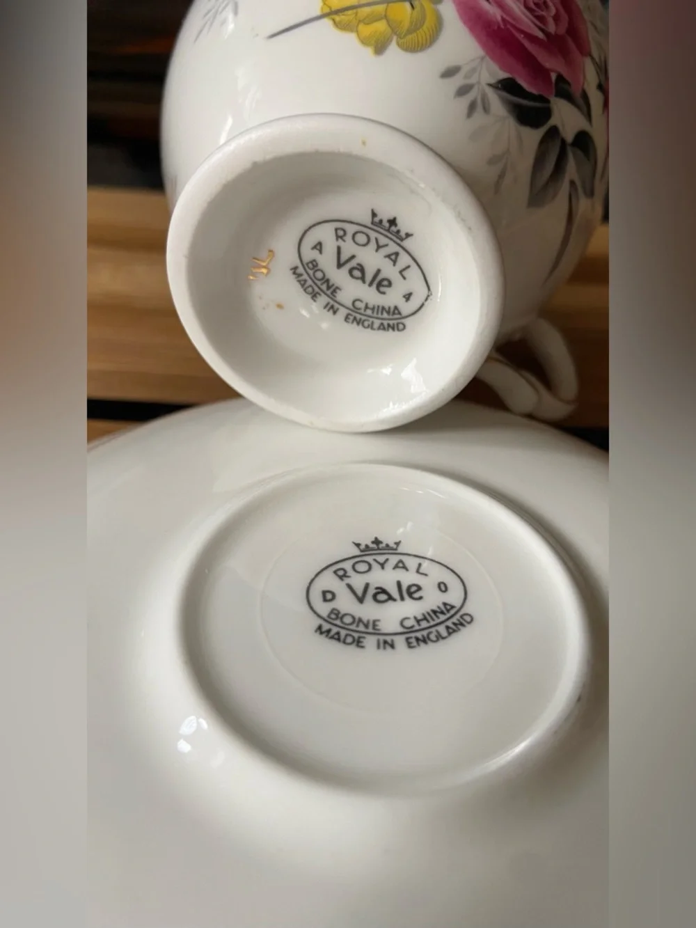 Royal Vale Fine Bone China Tea Cup & Saucer with Pink & Yellow Floral- Beautiful